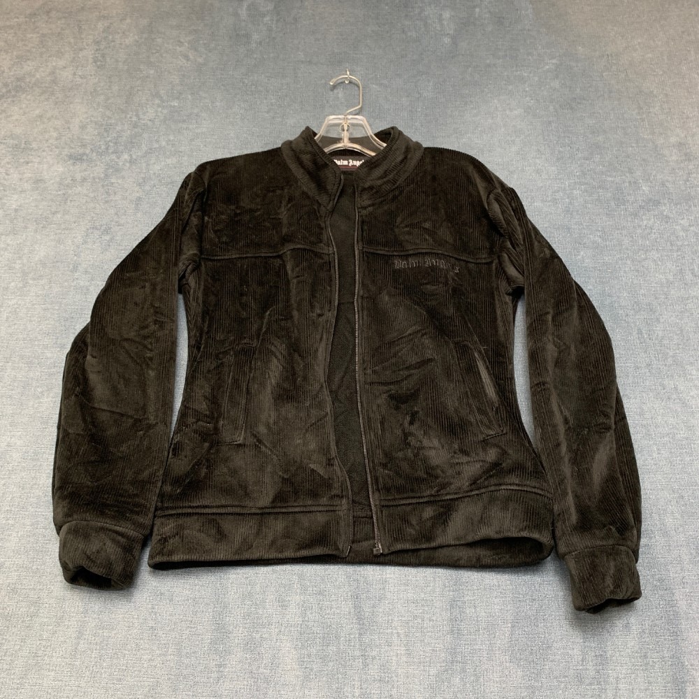 Palm Angels Corduroy Jacket Womens Large Black Fleece Lined Mock Neck Zip Up